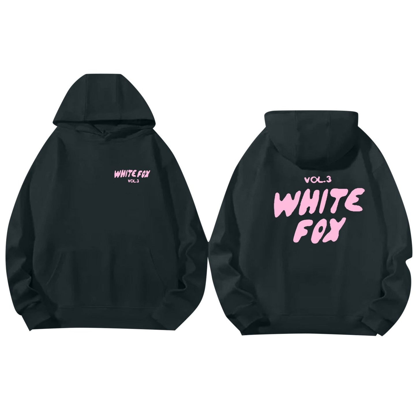 Lässiger Streetwear Hoodie Kapuzenpullover Schwarz Weiße Grafik