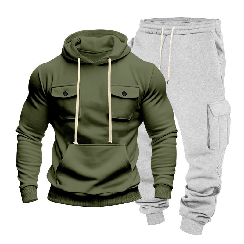 Herren Kapuzenpullover Set mit Cargo-Hose Streetwear Style