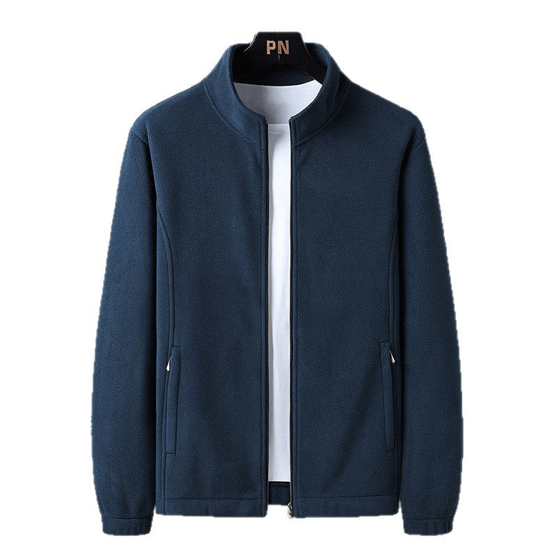 Herren Fleecejacke Modern mit Stehkragen und Taschen
