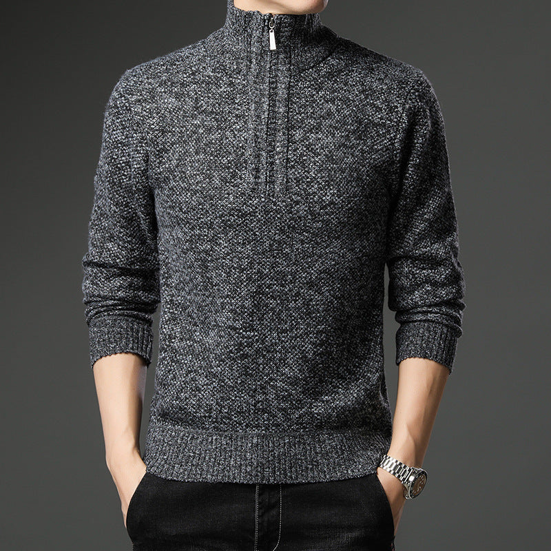 Herren Pullover Modern mit Reißverschluss und Struktur Optik