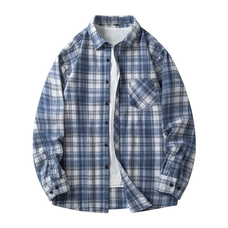 Herren Karoshirt Freizeitlich Mit Taschen Button Down Kragen