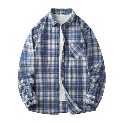 Herren Karoshirt Freizeitlich Mit Taschen Button Down Kragen