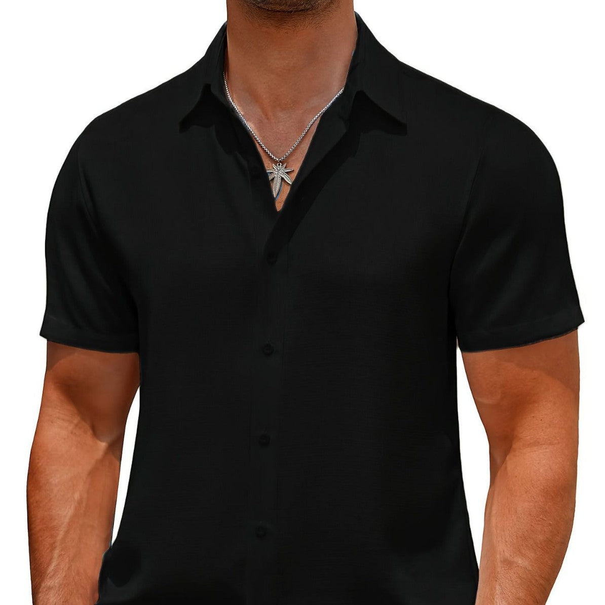 Herren Kurzarmhemd Modern Slim Fit Elegantes Design