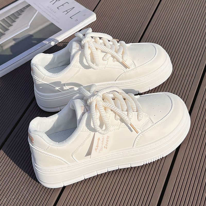 Damen Plateau Sneaker Sportlich Minimalistisch Weißen
