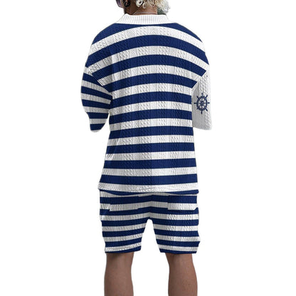 Herren Freizeithemd Marine Streifen Klassisch
