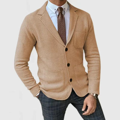Herren Strickjacke Modern mit Taschen Braun Elegant - BerlinGlamour