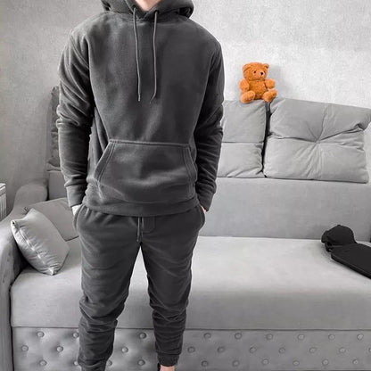 Herren Fleece-Anzug Kapuzenjacke Set Weich Bequem