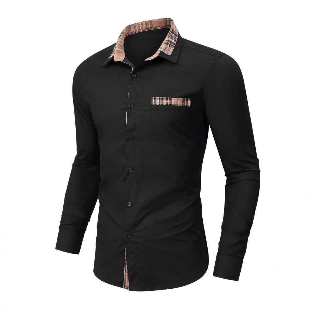 Herren Hemd Langarm Karo Muster Modern