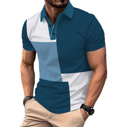 Herren Poloshirt Kurzarm Modern Blockdesign