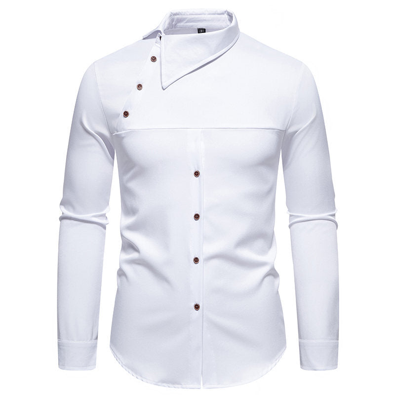 Herren Hemd Langarm Asymmetrischer Kragen Elegantes Design