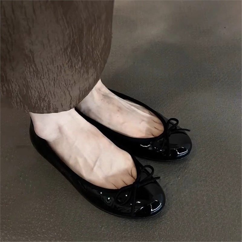 Damen Ballerinas Glänzend Strukturiert Mode Schuhe - BerlinGlamour