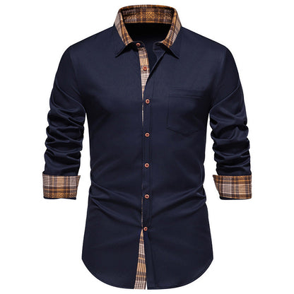 Herren Langarmhemd Elegantes Mit Kontrastdetails Slim Fit