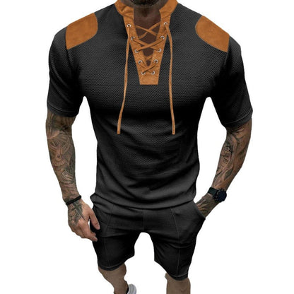 Herren Sport-T-Shirt Atmungsaktiv Schnürdesign Modern