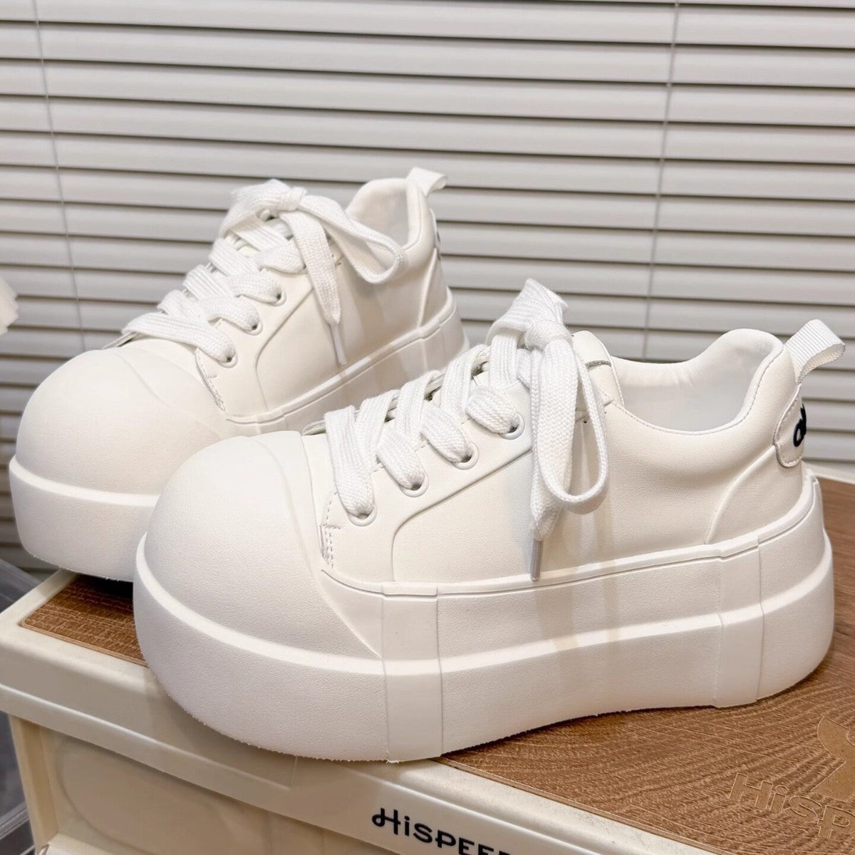 Damen Sneaker Plattformschuhe Hoch mit Gummi Sohle Mode
