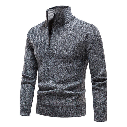 Herren Rollkragenpullover Modern Reißverschluss Pullover Schwarz