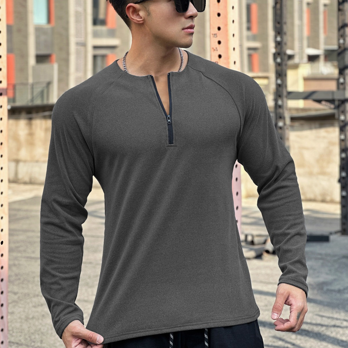 Herren Funktionsshirt Atmungsaktiv Reißverschluss Sportlich