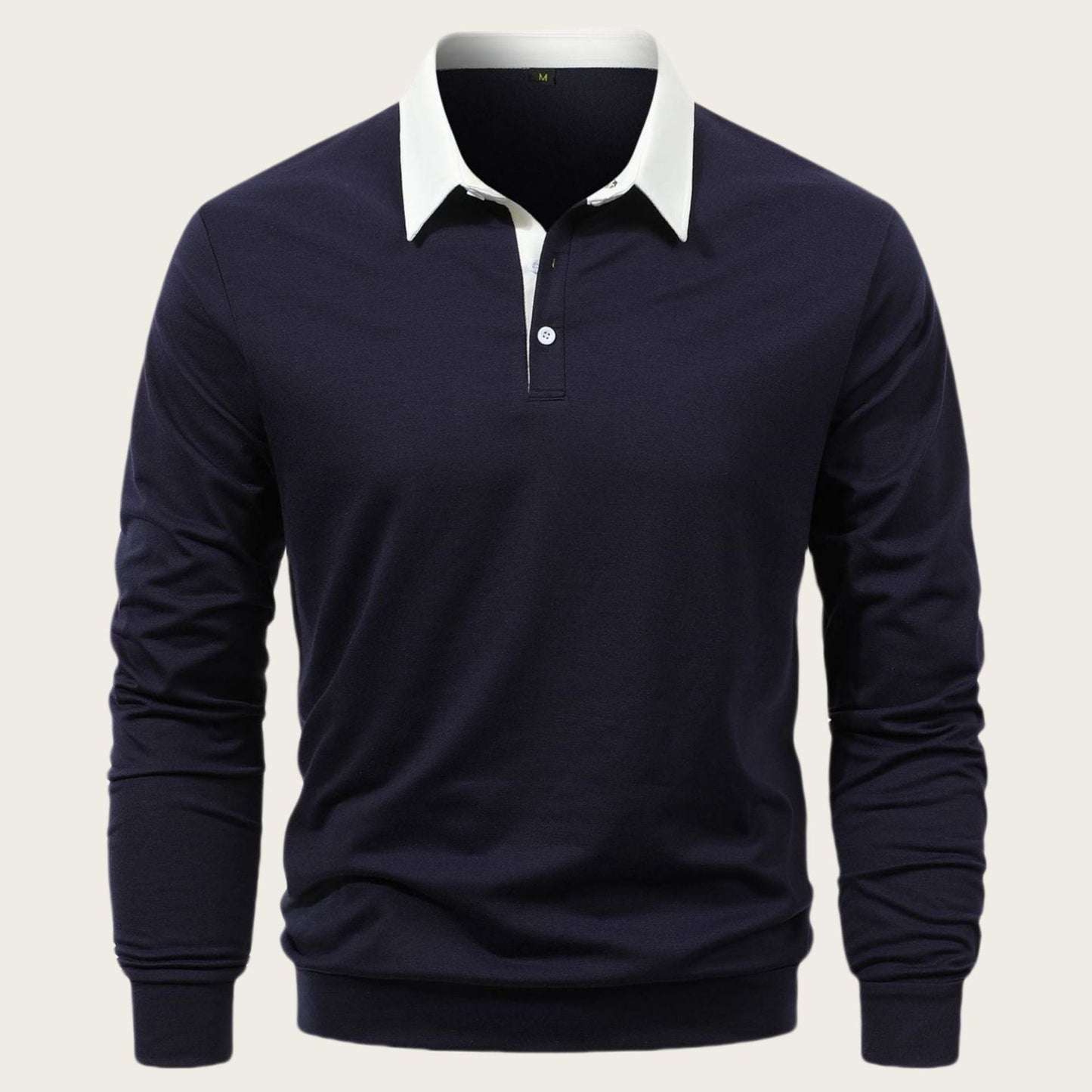 Herren Poloshirt Langarm Kontrastkragen Modern Style