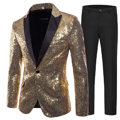 Herren Smokinganzug Glitzer Anzug Elegant Schwarze