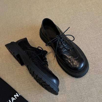 Damen Derby Schuhe Elegant Rutschfest Schwarz