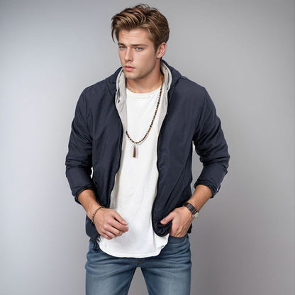 Herren Windbreaker Jacke Wasserdicht mit Taschen Outdoor