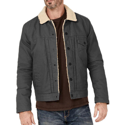 Herren Denimjacke Sherpa Futter Warm Modern