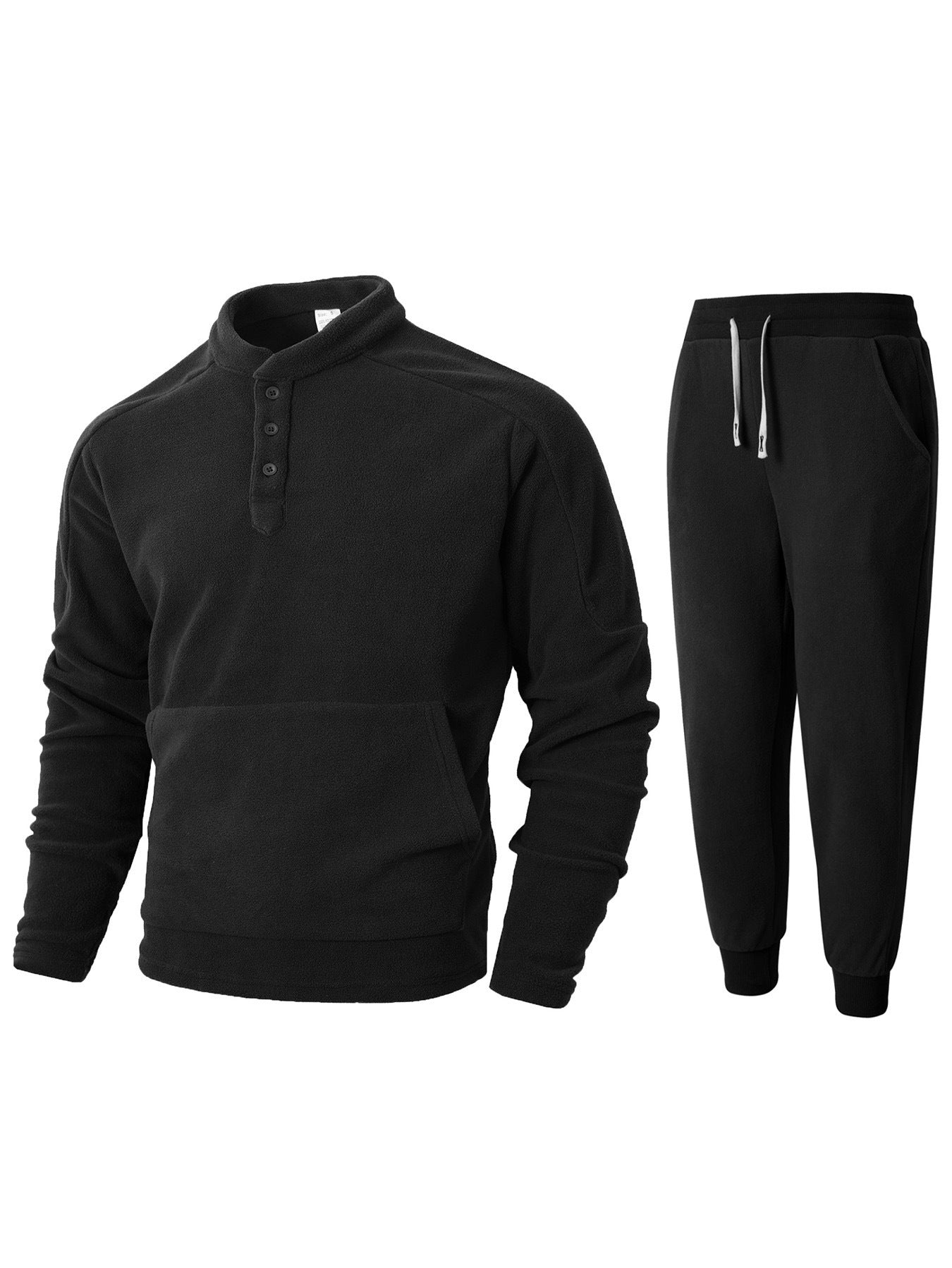 Herren Fleece Trainingsanzug Set Warm mit Taschen und Knöpfen