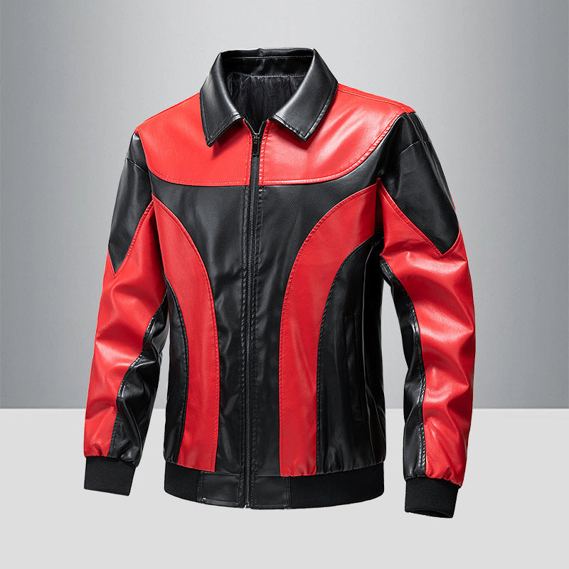Herren Lederjacke Modern mit Kontrastakzenten Schwarzes Leder - BerlinGlamour