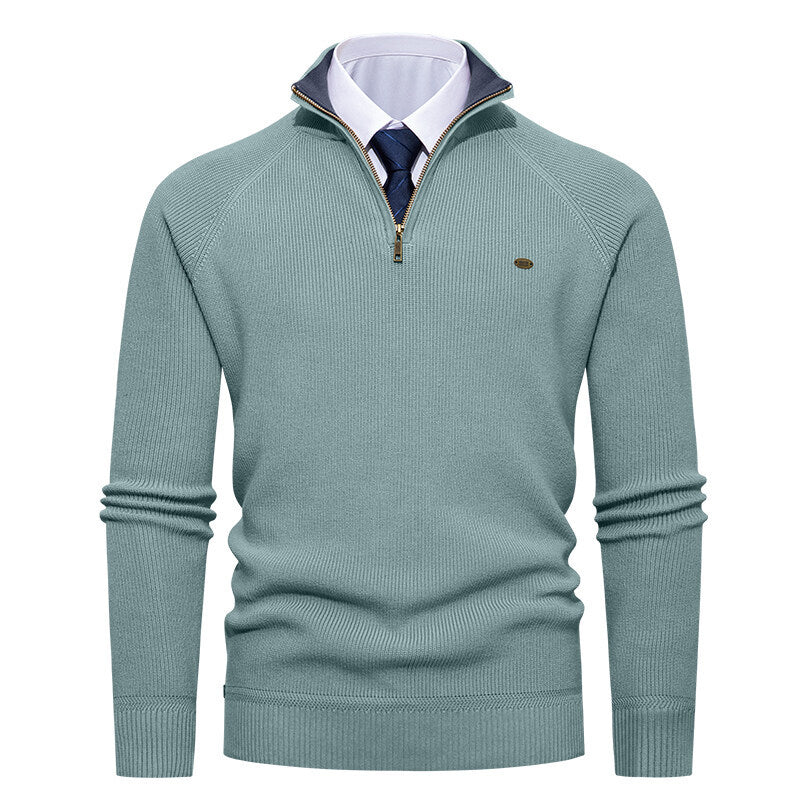 Herren Strickpullover Eleganter Stehkragen Reißverschluss Modern - BerlinGlamour