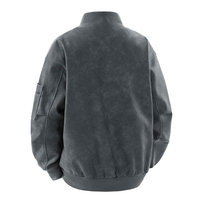 Herren Bomberjacke Elegant Vieltaschig Schwarz