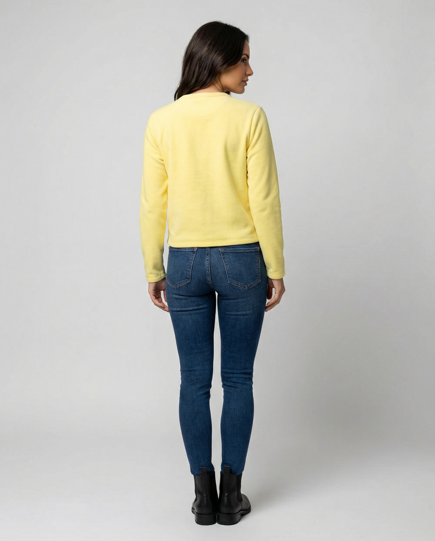 Damen Langarmshirt mit Knöpfen Elegант Schwarz