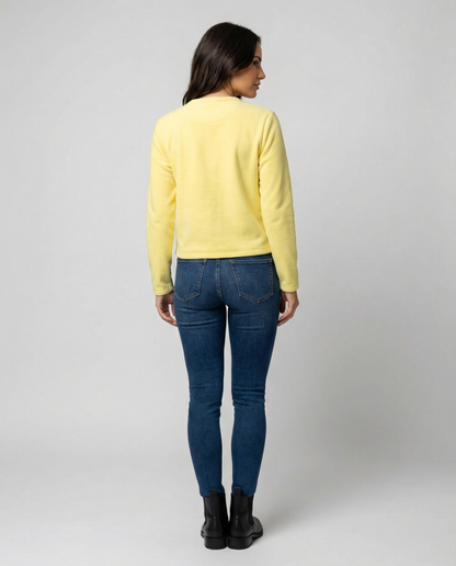 Damen Langarmshirt mit Knöpfen Elegант Schwarz