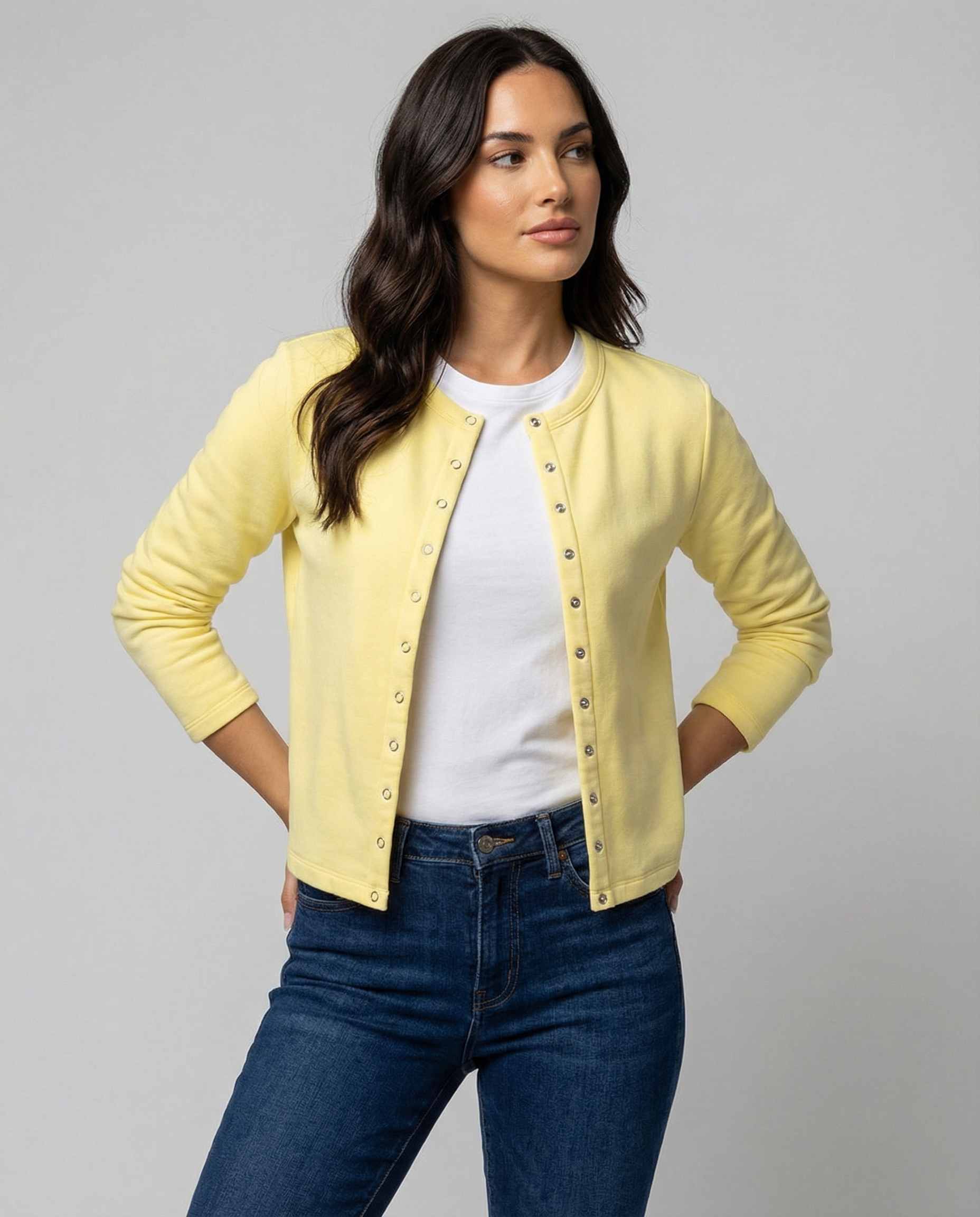 Damen Langarmshirt mit Knöpfen Elegант Schwarz - BerlinGlamour