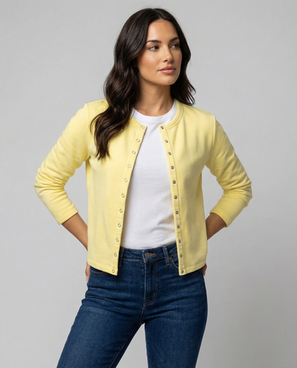 Damen Langarmshirt mit Knöpfen Elegант Schwarz - BerlinGlamour