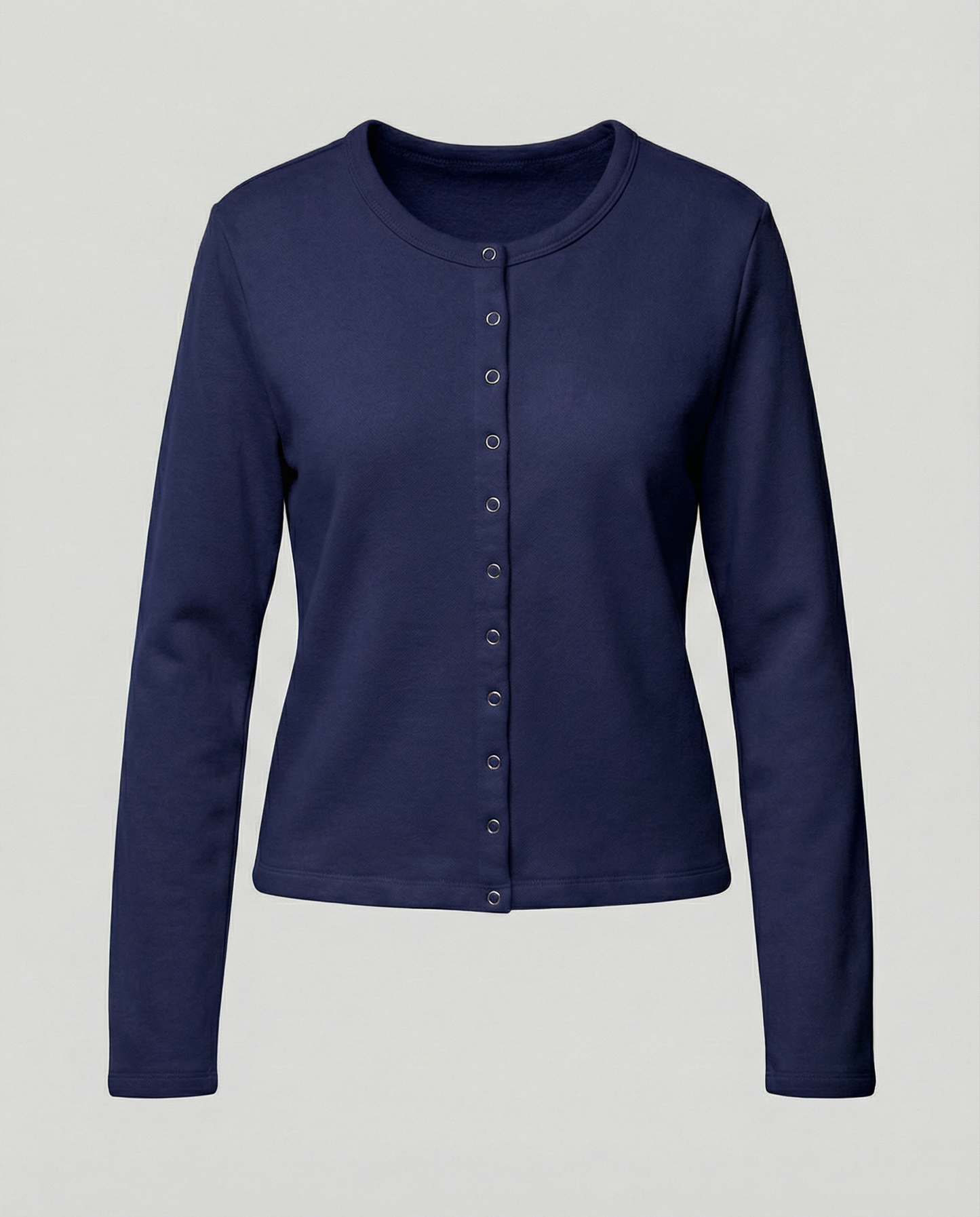 Damen Langarmshirt mit Knöpfen Elegант Schwarz