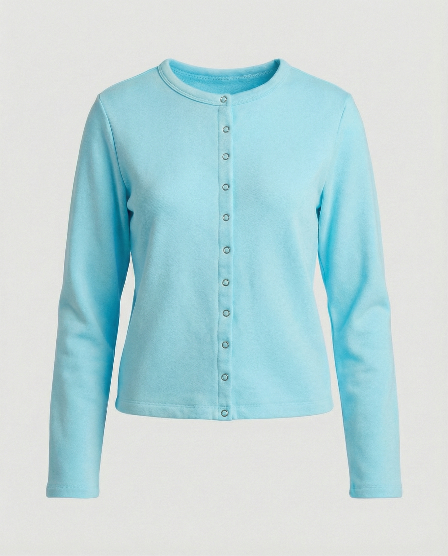 Damen Langarmshirt mit Knöpfen Elegант Schwarz