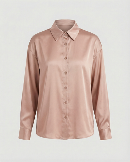 Elegante Damen Bluse Satin mit Knöpfen und Knotendetail