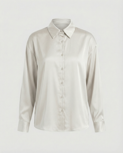 Elegante Damen Bluse Satin mit Knöpfen und Knotendetail