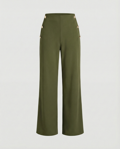 Damen Hose Weite Bequem mit Knöpfen