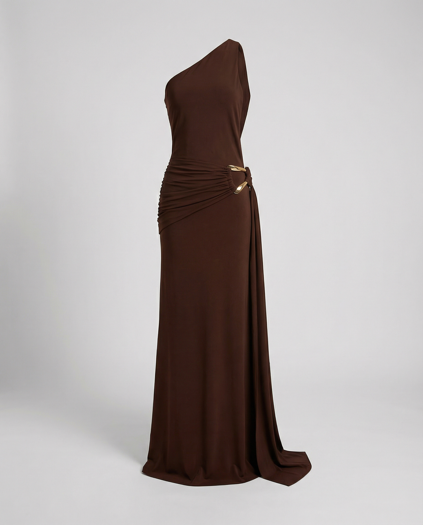 Elegantes Damenkleid Satin Asymmetrischer Ausschnitt