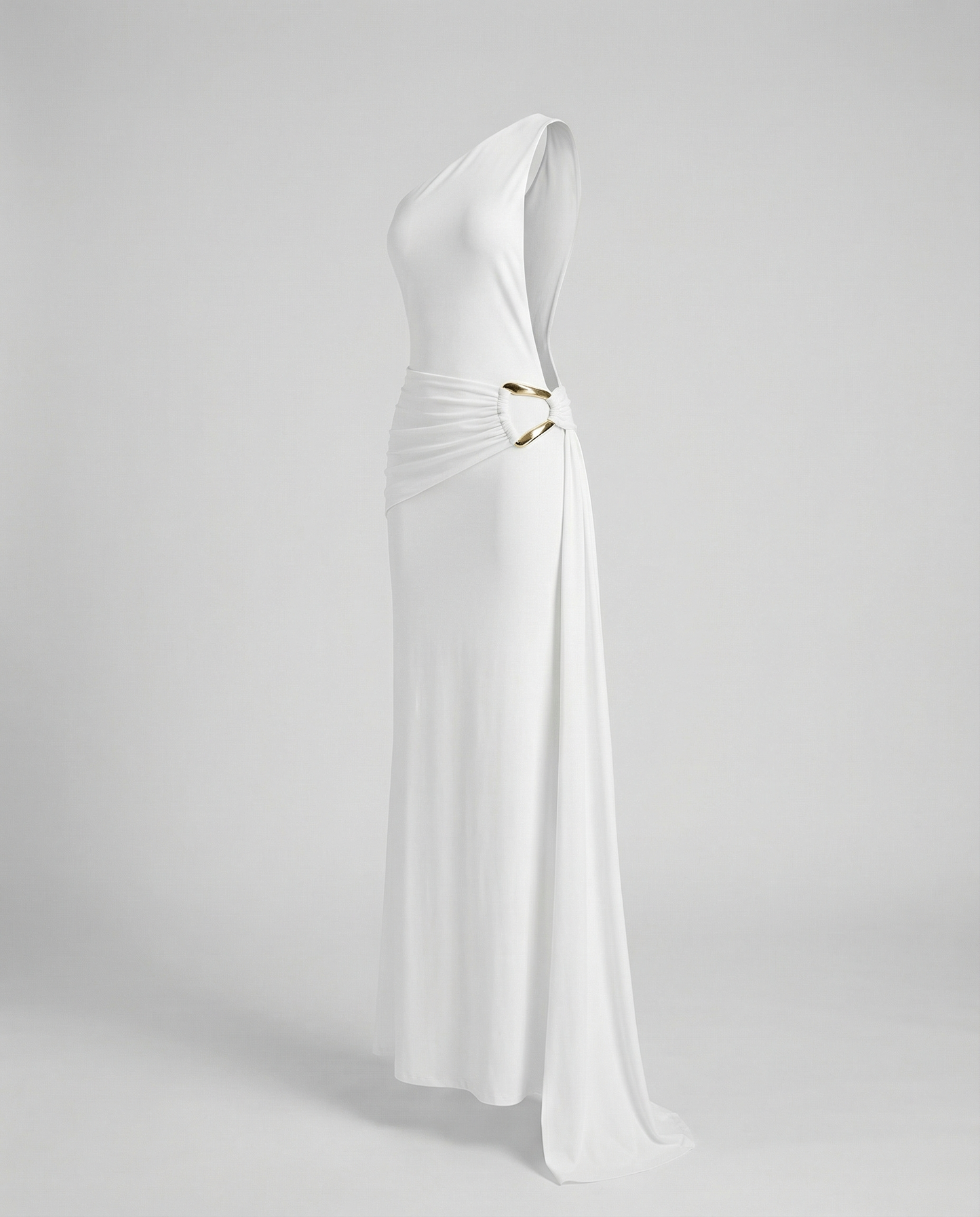 Elegantes Damenkleid Satin Asymmetrischer Ausschnitt