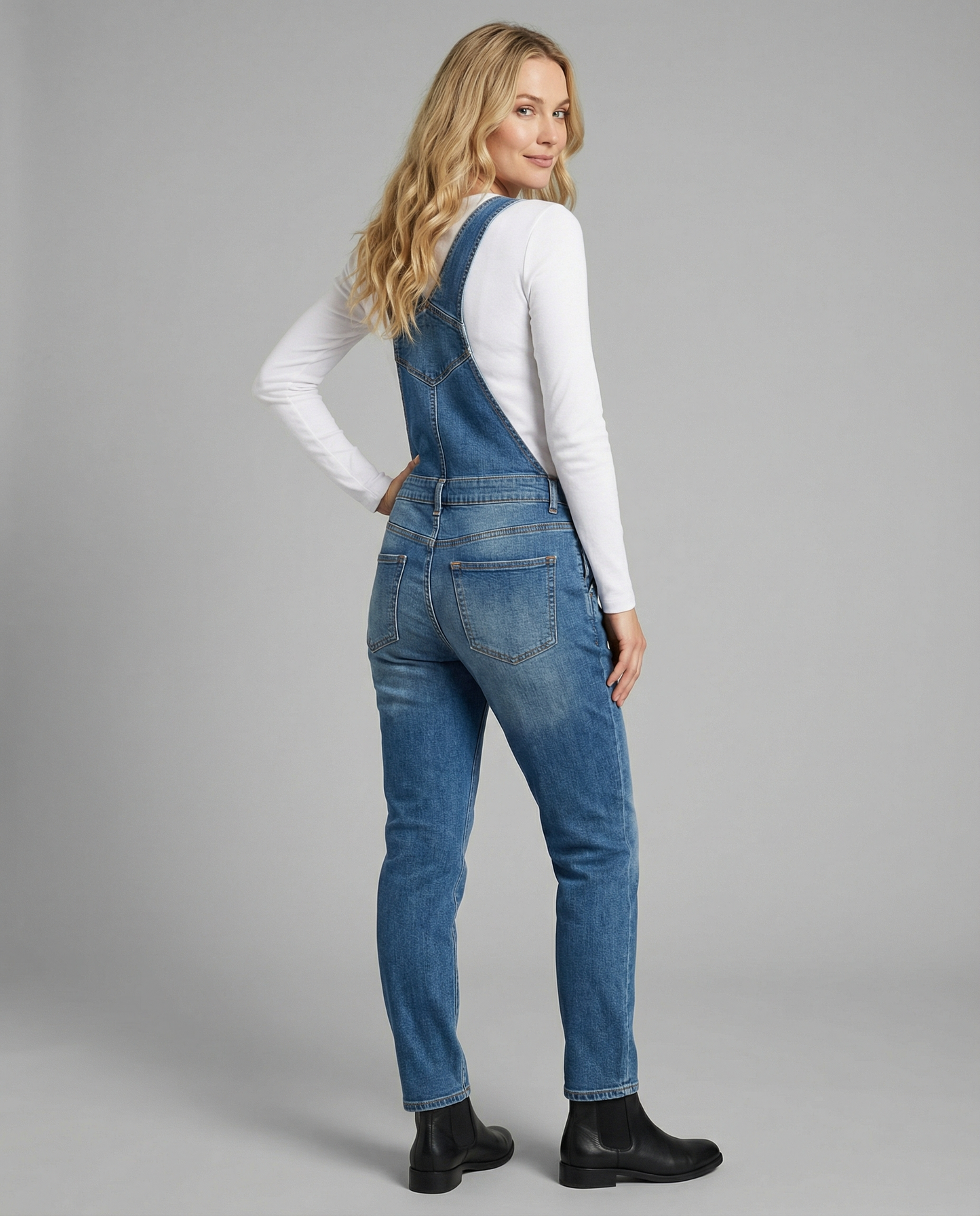 Damen Latzhose Jeans Lässig Mit Taschen