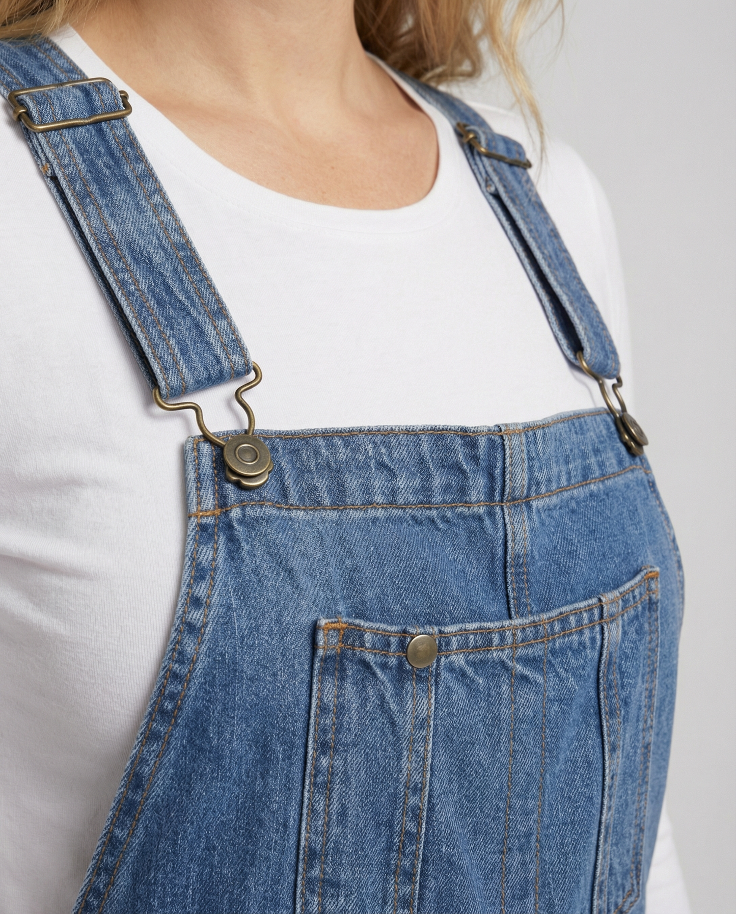 Damen Latzhose Jeans Lässig Mit Taschen