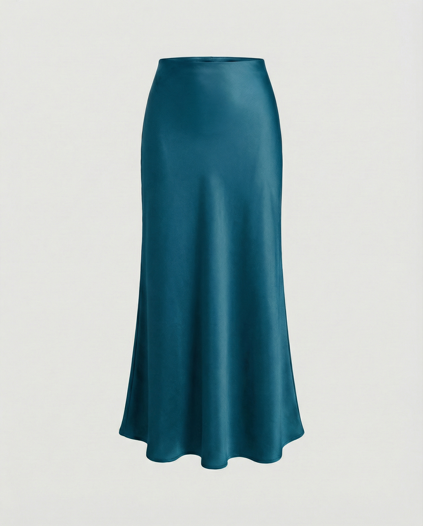 Damen Midirock Satin Hochtailliert Elegant Damenrock