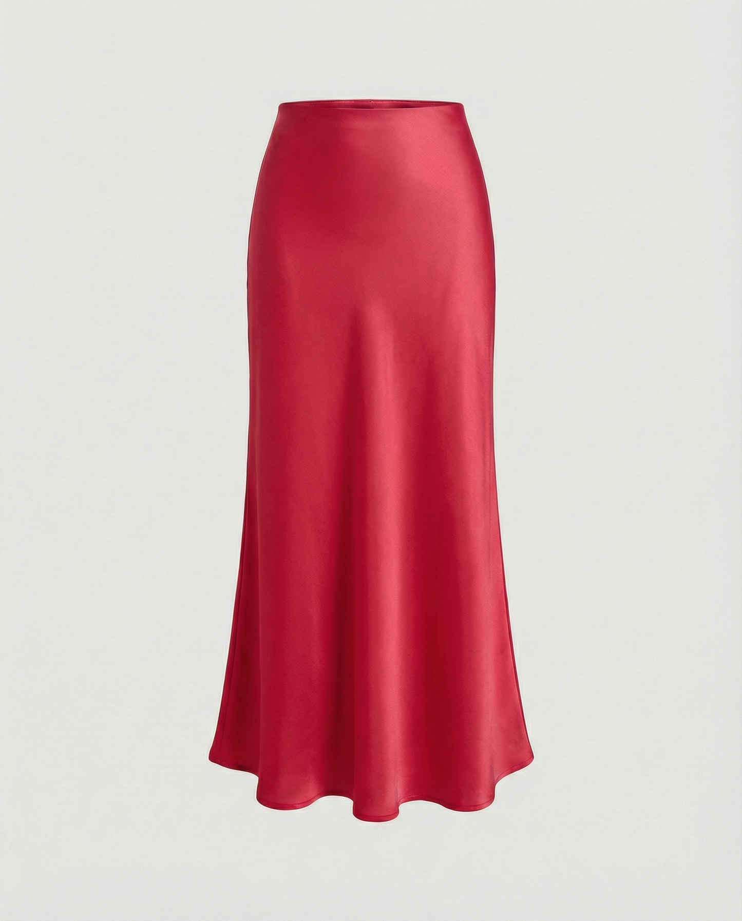 Damen Midirock Satin Hochtailliert Elegant Damenrock