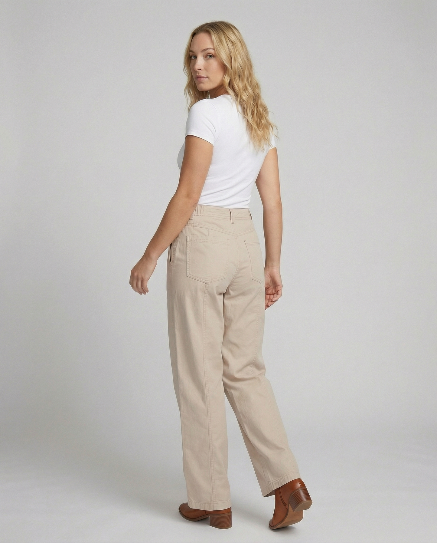 Damen Hose High Waist Weite Anzughose Mit Taschen