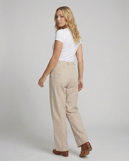 Damen Hose High Waist Weite Anzughose Mit Taschen