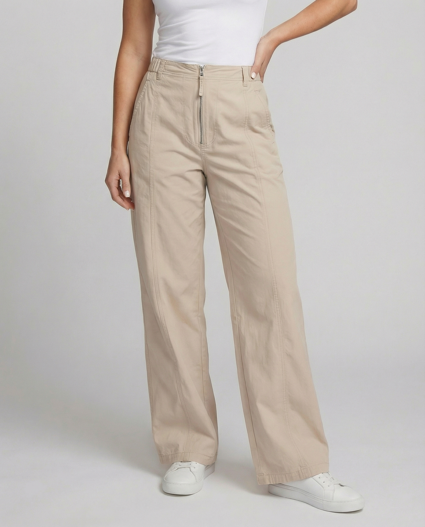 Damen Hose High Waist Weite Anzughose Mit Taschen - BerlinGlamour