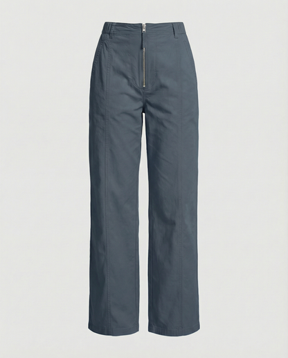 Damen Hose High Waist Weite Anzughose Mit Taschen