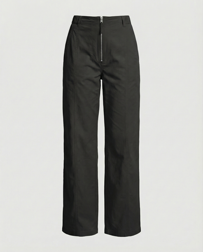 Damen Hose High Waist Weite Anzughose Mit Taschen
