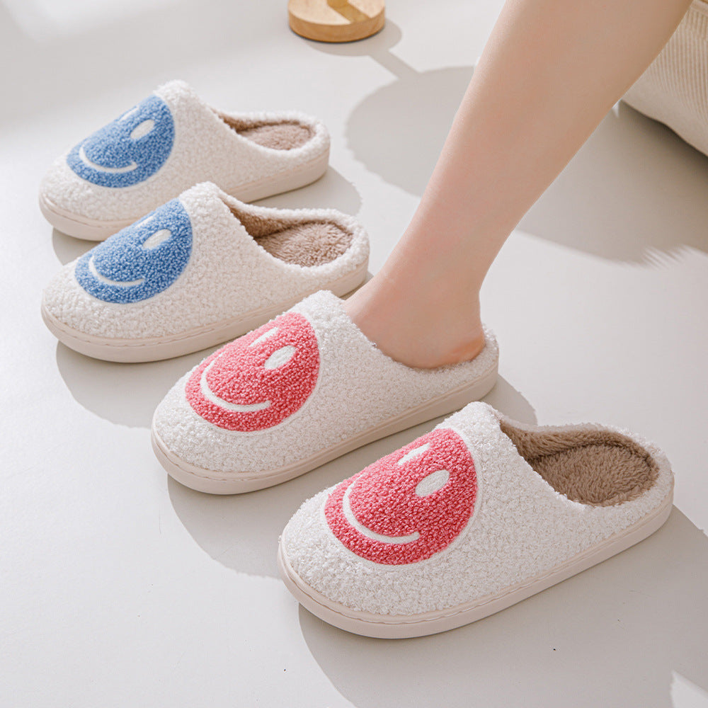 Weiche Pelzpantoffel Smiley Muster Warm